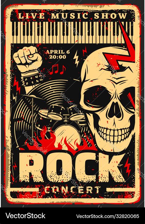 Rock music festival concert poster Royalty Free Vector Image