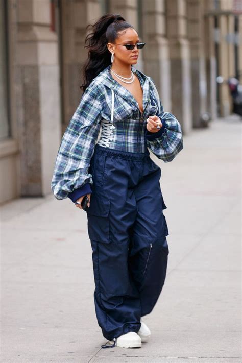 Rihanna Dressed in the Baggiest Corseted Outfit Imaginable — InStyle | Rihanna street style ...