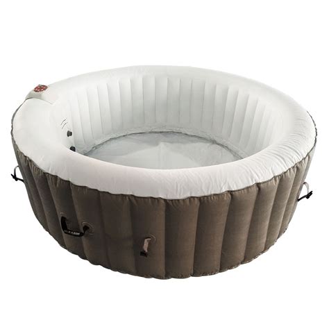 ALEKO HTIR6BRW Round Inflatable Hot Tub Spa With Cover - 6 Person - 265 Gallon - Brown and White ...