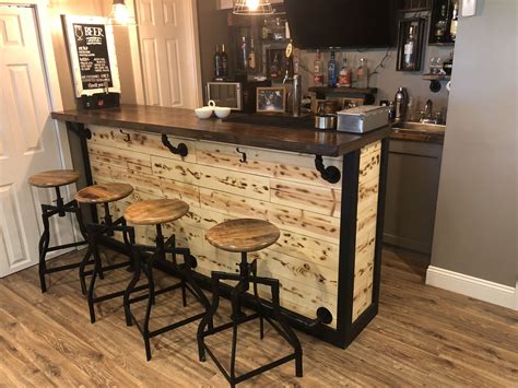 Rustic Man Cave Bar - black steel pipe | Man cave furniture diy, Man cave diy, Man cave bar diy