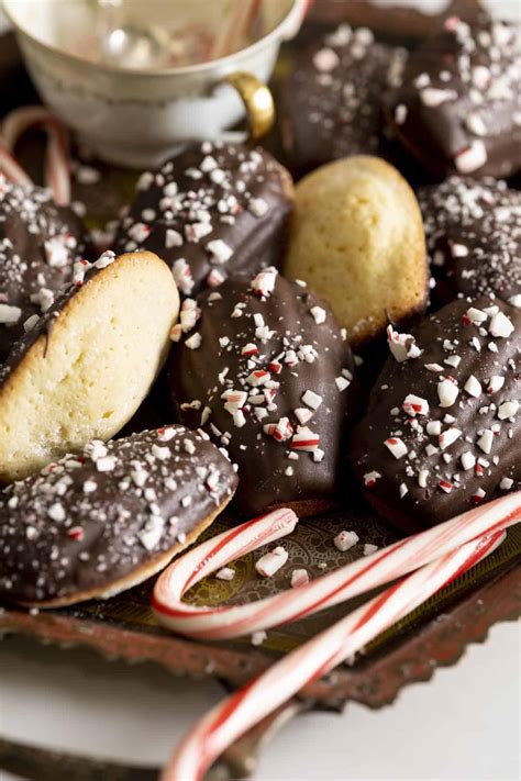 Peppermint Chocolate Dipped Madeleines - Wild Wild Whisk