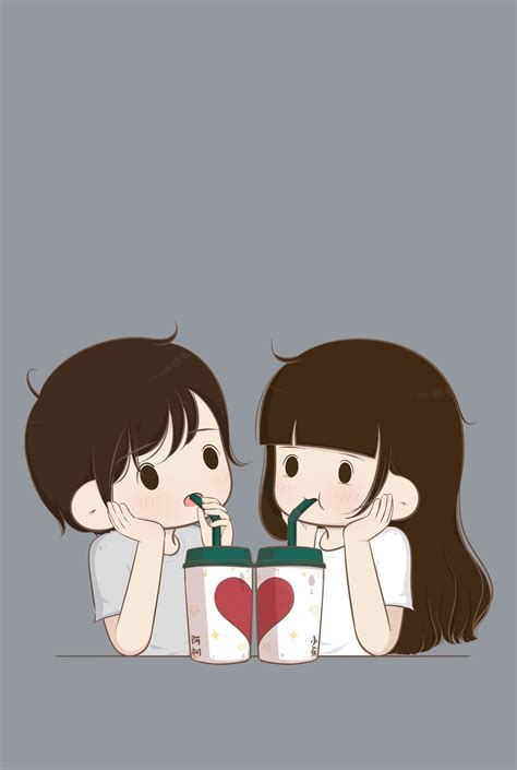 Cute Couple Cartoon Wallpaper