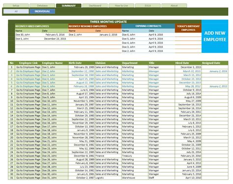 Employee Database Excel Template Xls