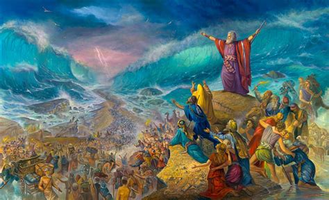 Jewish Painting: Moses crossing the sea by Alex Levin