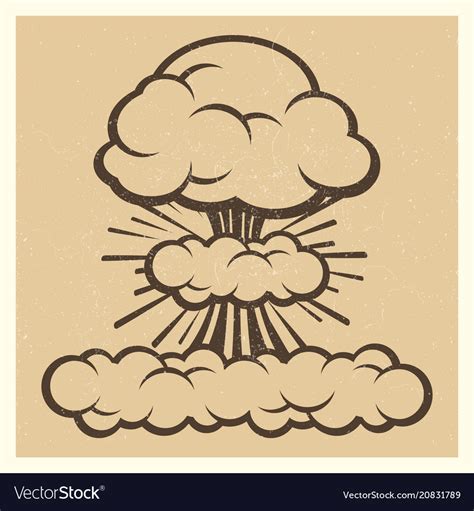 Big explosion sketch drawing vintage element Vector Image