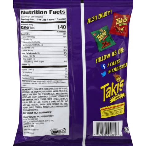 Barcel Takis Fuego Nutrition Facts | Besto Blog