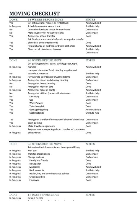 45 Great Moving Checklists [Checklist for Moving In / Out] - Template Lab