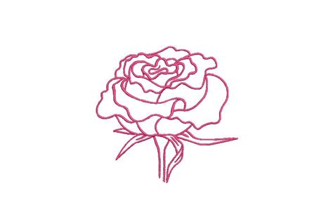 Satin Stitch Rose Outline Machine Embroidery File design - 4 x 4 inch hoop - Rose Head