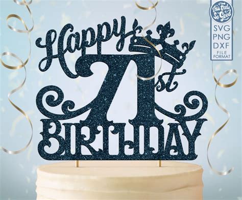 71 71st Birthday Cake Topper Svg 71 71st Happy Birthday Cake - Etsy