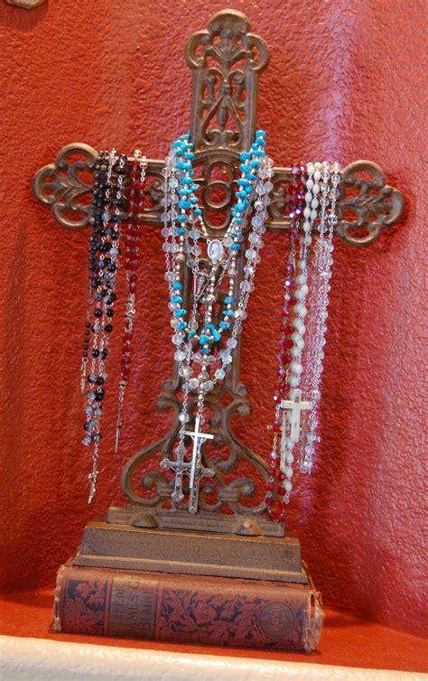 Rosary....on cross with vintage books...ahhh Catholic Altar, Catholic ...