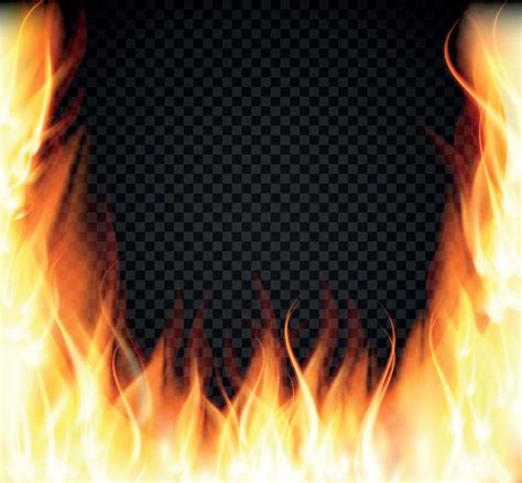 Burning Fire Special Light Effect Flames on Transparent Background. Vector Illustration 4563386 ...