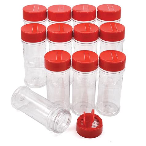 Plastic Jars With Lids 12 Pack Clear Plastic Jars 5.5 Oz Plastic Jars For Storage With Red Cap ...