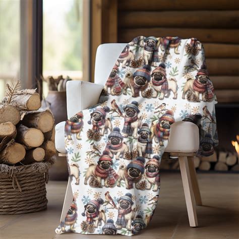 Pug Blanket for Pug Lover Gift Soft Velveteen Blanket Lightweight Warm ...