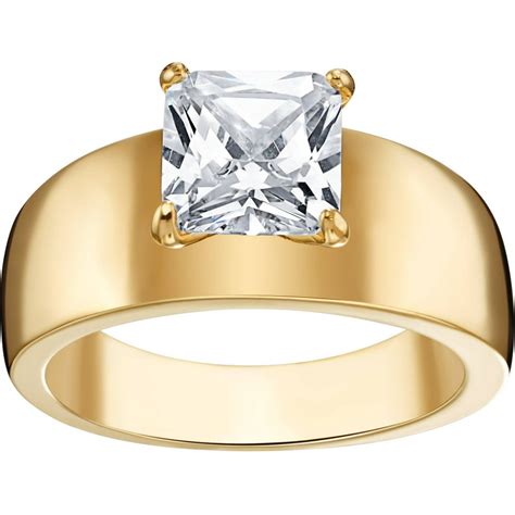 ONLINE - Gold-Tone Princess CZ Wide Band Wedding Ring - Walmart.com - Walmart.com