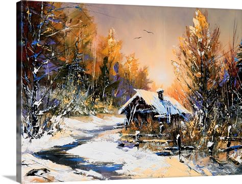 Oil painting of rural winter landscape Wall Art, Canvas Prints, Framed Prints, Wall Peels ...