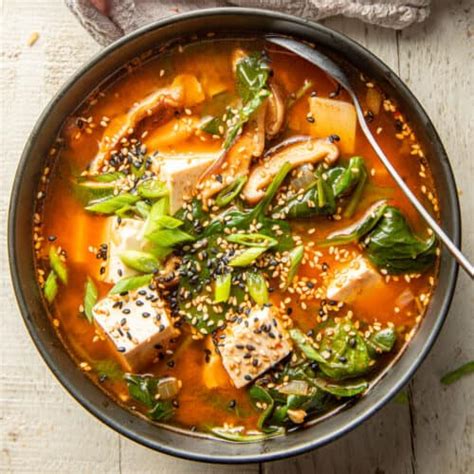 Spicy Korean Tofu Soup - Connoisseurus Veg