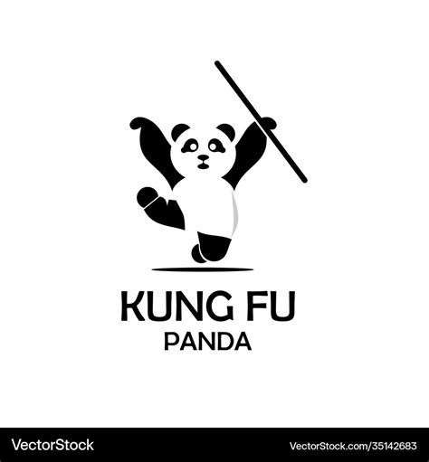 Logo panda cartoon character in kung fu actions Vector Image