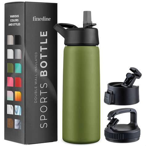 Triple Insulated Stainless Steel Water Bottle with Straw Lid - Flip Top Lid - Wide Mouth Cap (26 ...