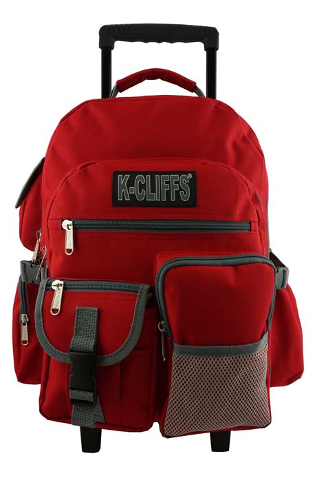 Rolling Backpack Heavy Duty School Backpack with Wheels Deluxe Rolling Book Bag Daypack multiple ...