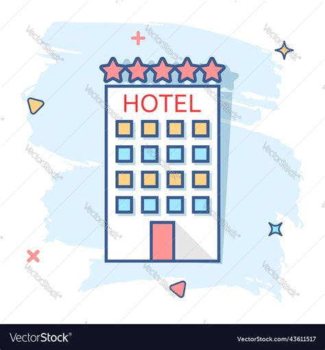 Cartoon hotel icon in comic style tower sign Vector Image