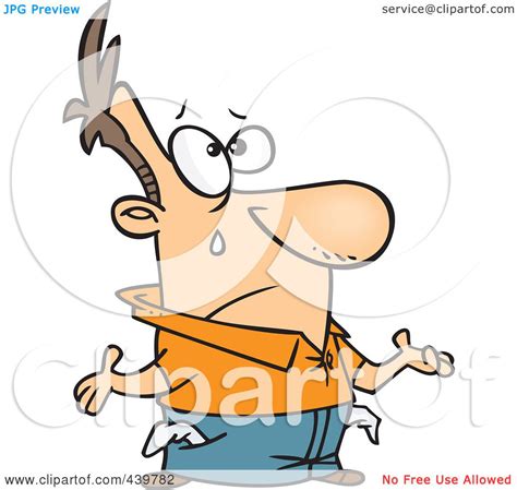 Royalty-Free (RF) Clip Art Illustration of a Cartoon Broke Man Crying With Turned Out Pockets by ...