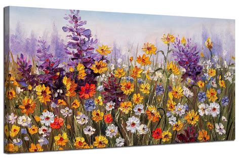 Ardemy Canvas Wall Art Daisy Colorful Bloosom Flowers Artwork Painting Prints Modern Landscape ...