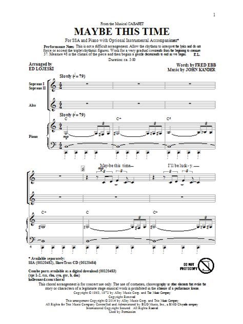 Maybe This Time | Sheet Music Direct