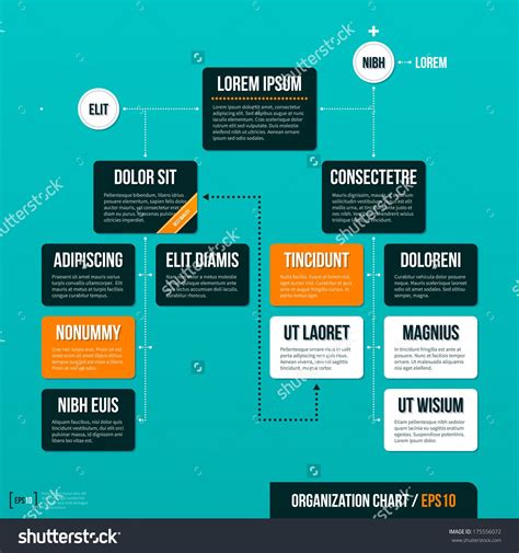 Modern Organizational Chart Template On Turquoise Stock Vector (Royalty ...