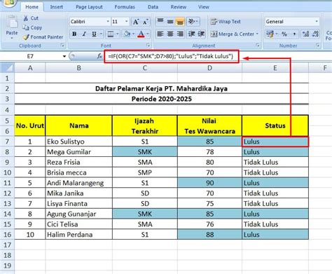 4 Bentuk Rumus Excel IF Lengkap dengan Contoh yang Relevan