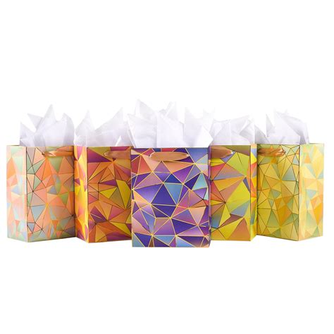 MIXMECY 9" Medium Gift Bags Set, 5 Pack Assorted for Birthday, Wedding ...