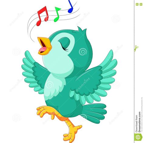 Cute bird singing stock vector. Image of note, funny - 76379112 | Cute ...