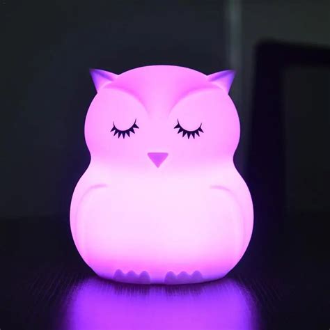 Creative Owl LED Night Light Colorful Silicone Bedside Night Lamp for ...