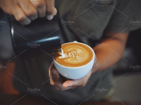 Coffee latte art containing espresso, pour, and shop | Food Images ~ Creative Market