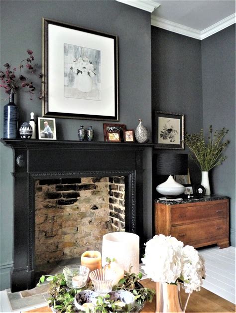 Dark grey walls, victorian terrace lounge | Living room grey, Dark grey living room, Living room ...