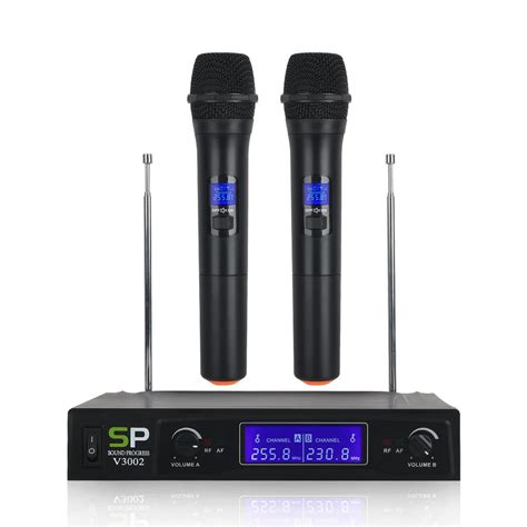 V3002 VHF Wireless Microphone System 2PCS Handheld LCD Mic with 2 CH ...