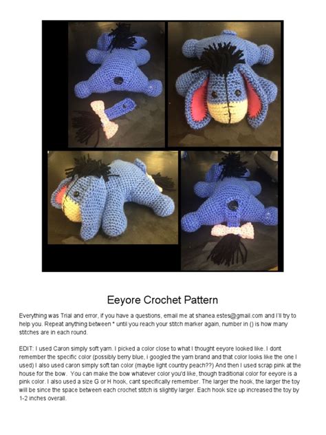 Eeyore Crochet Pattern | PDF | Crochet | Embroidery