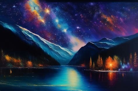 Premium AI Image | oil painting of the night sky with galaxy