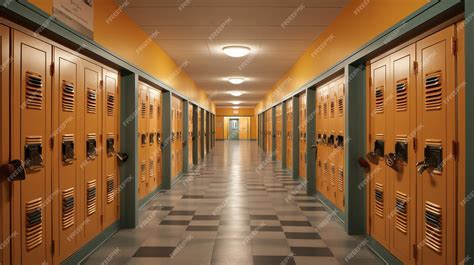 Premium AI Image | Modern Corridor of an American School with Lockers