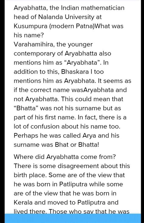 (1) Write a Biography on Aryabhata (atleast 1-2 pages) - Maths ...