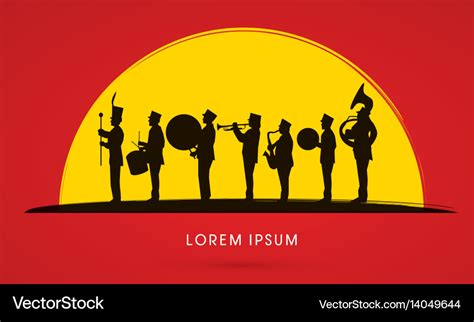 Silhouette marching band Royalty Free Vector Image