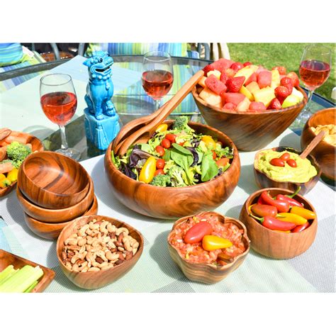 Round Acacia Wood Salad Bowls | Shop Eco-Friendly on EarthHero