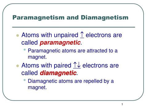 PPT - Paramagnetism and Diamagnetism PowerPoint Presentation, free ...