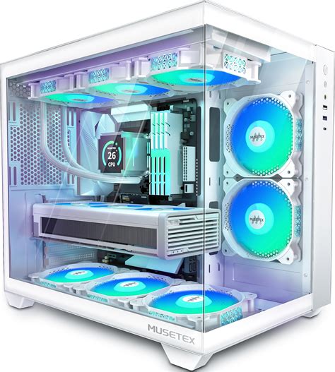 Buy MUSETEX ATX PC Case,5 PWM ARGB Fans Pre-Installed,360MM RAD Support,Type-C Gaming PC Case ...