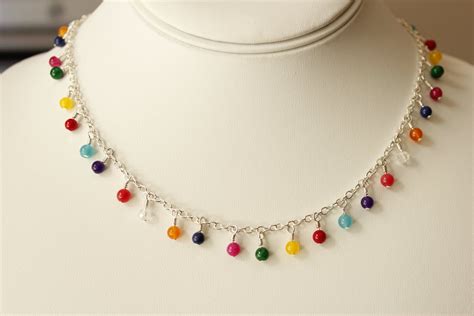 Colorful beaded necklace multi colored necklace beaded