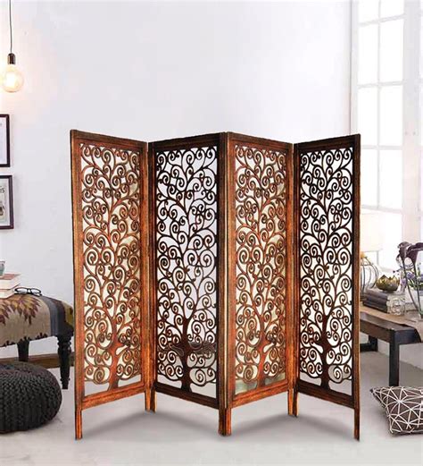 Buy Solid Wood Room Divider in Brown Colour by Wooden Twist Online ...