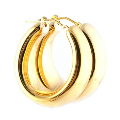 Italian 14K Yellow Gold Hollow Hoop Earrings by Milor | EBTH