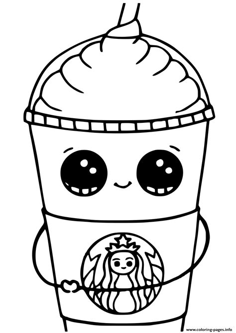 Starbucks Cups Kawaii Coloring page Printable