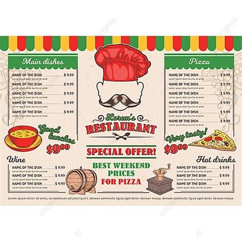 Italian Restaurant Menu Vector Design Images, Vector Illustrations ...