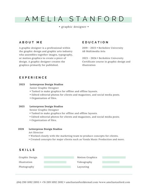 Resume Templates Minimalist