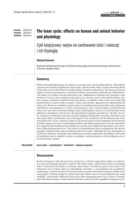 (PDF) The lunar cycle: Effects on human and animal behavior and physiology